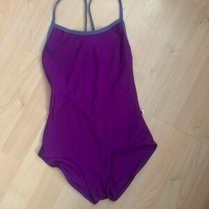 Yumiko Purple Leotard with Gray Trim
